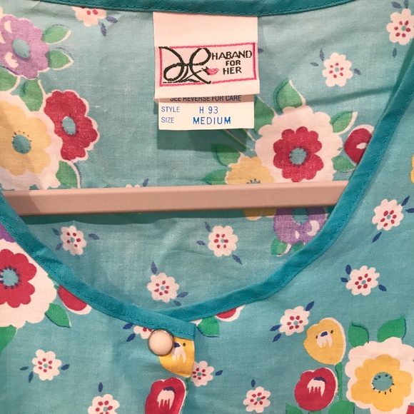 Vintage Floral Housecoat Dress Snaps Pockets Sz M - Picture 3 of 7